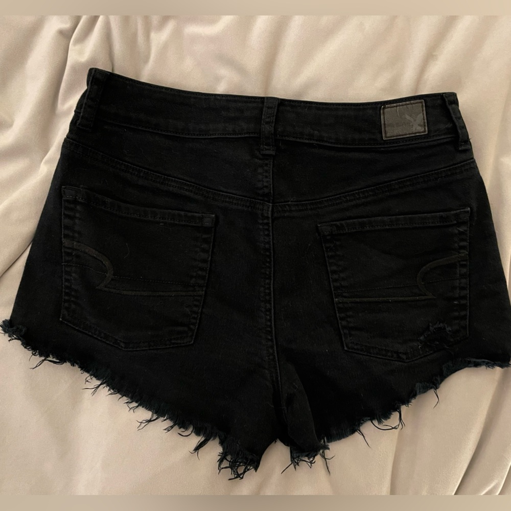 American Eagle Hi-Rise Festival Shortie Black distressed Size 10 - Picture 4 of 4